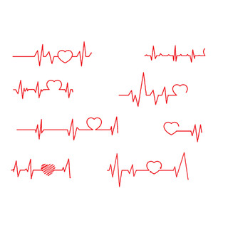 红色卡通心跳心电图分割线元素GIF动态图心跳元素